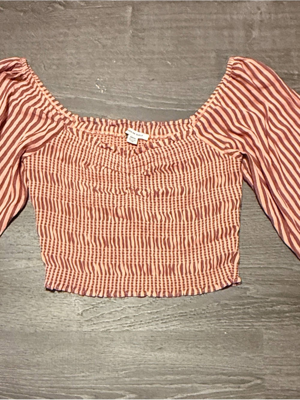 American Eagle | Smocked Striped Crop Top | Puff Sleeve | Sz S